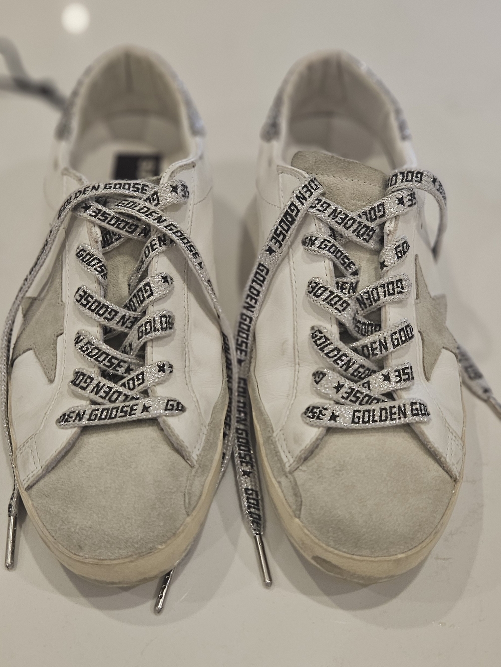 Golden Goose Men's White/Gray Superstar Low-Top Sneakers